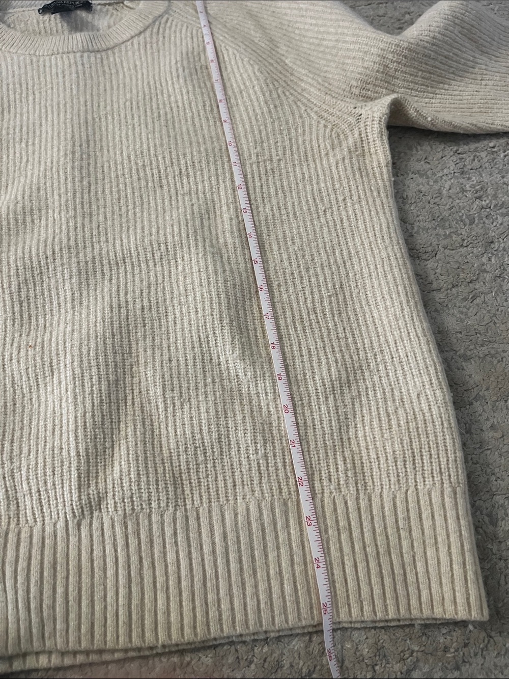 Banana Republic Italian Wool Cream Crewneck Sweater Large - Picture 5 of 7